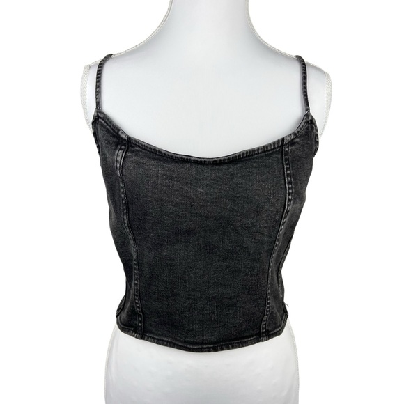 American Eagle Outfitters Tops - American Eagle Outfitters Size XL Black Denim Corset Crop Top